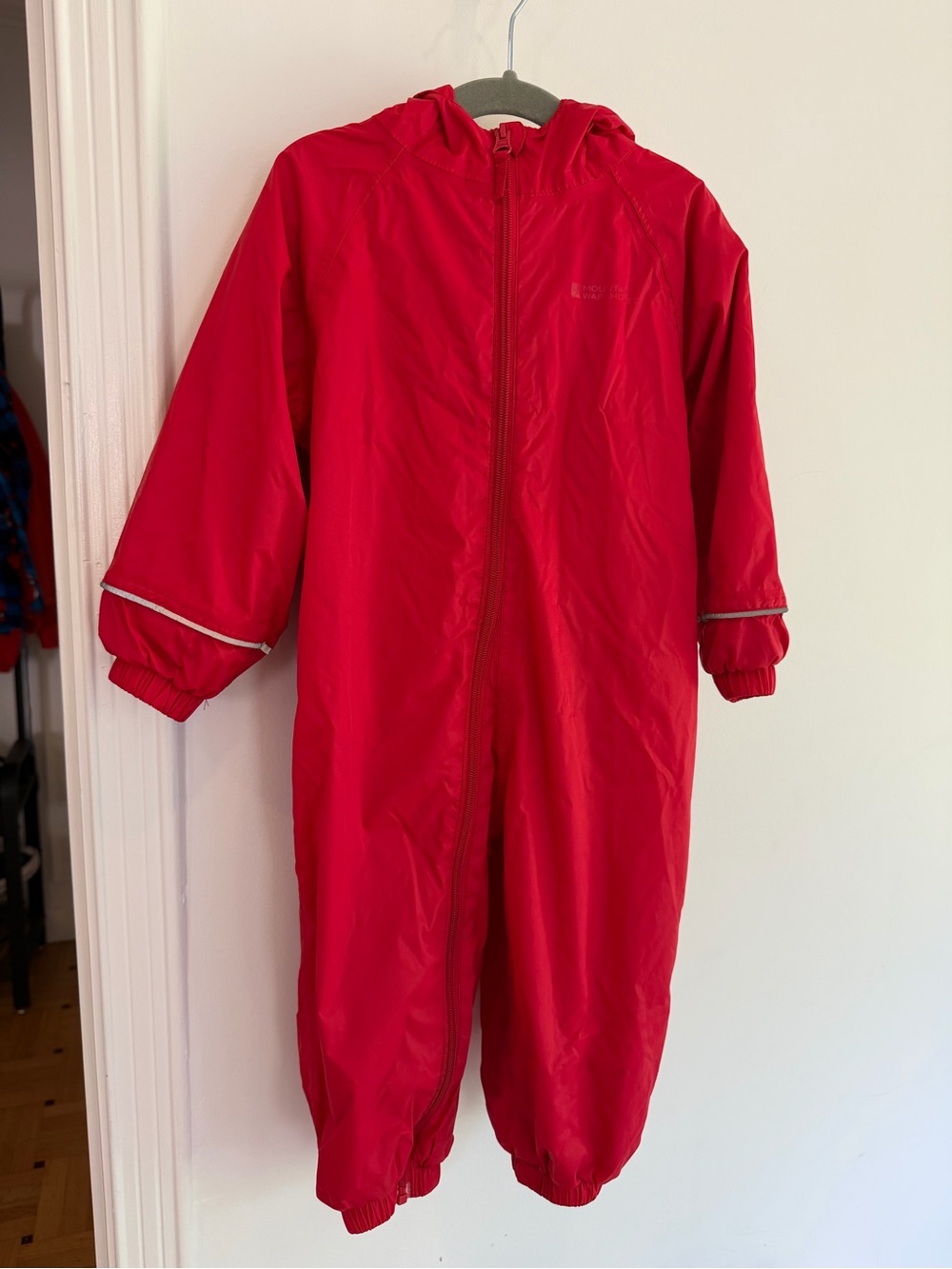 Kids Red Hooded One-Piece Rain Suit size 18-24m